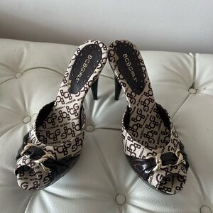 BCBGirls Brown and Cream slip on heels